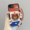 KEYSION Cartoon Cute Plush Embroidery Case for iPhone SE 2020 2022 with Lanyard Shockproof Phone Cover for iPhone 8 7 6s Plus