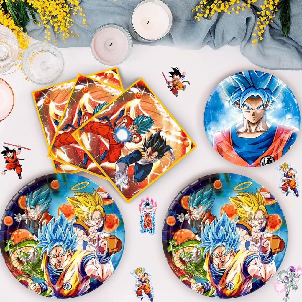 Cartoon Party Supplies, Anime Birthday Party Decorations  Tableware Set Including Anime Birthday Plates Tablecloth Balloon Banner Etc