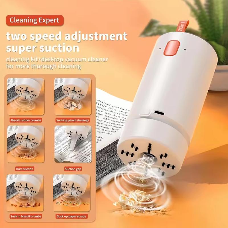 20 In 1 Cleaning Kit+desktop Vacuum Cleaner,phone Screen Cleaning Cloth,digital Camera,headphone,phone Cleaning(with Detergent)