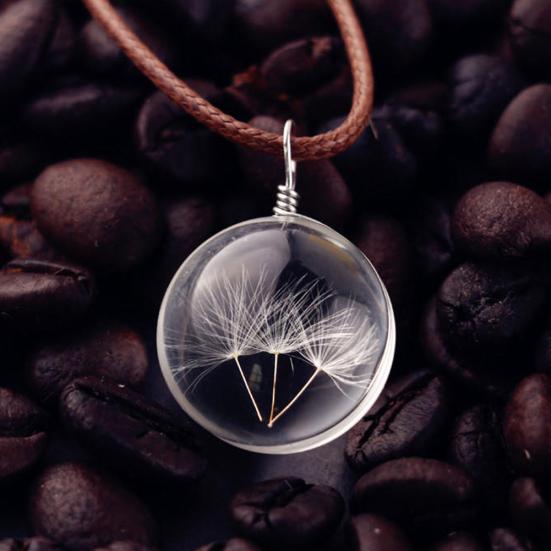 Stilvolle Löwenzahn-Glas-Halskette, Auto-Kugel-Anhänger, hängende Innendekoration