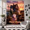Custom Tapestry Wall Hanging, Courage the Cowardly Dog Personalized Name Text Home Wall Decor
