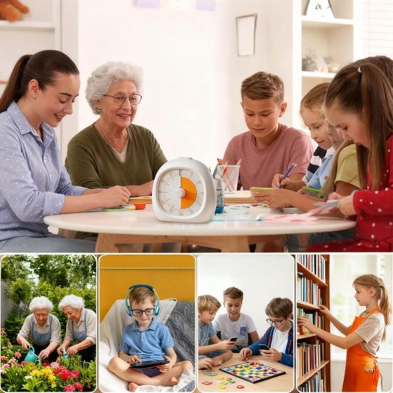 Kids Rechargeable Visual Timer 60 Minutes Countdown Adjustable Volume Alarm Silent Pomodoro Timer Focus Enhancing Timer