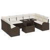 Ensemble de canapé 10 pièces en rotin marron avec coussins, Canapé 2 places avec rangement et coussins en rotin marron 3357441