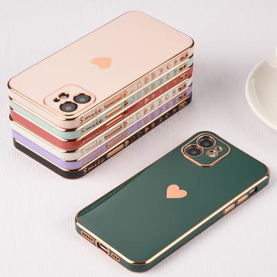 Plating Cases For Iphone 12 11 13 Pro Max Electroplated Love Heart Case For Iphone 11 Pro Max 13 Mini Xr Xs Max X 8 7 Plus Cover