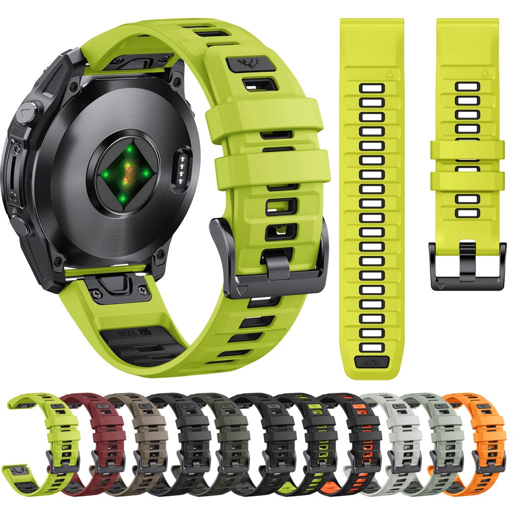 Rychloupínací 22mm 26mm řemínek na hodinky Fenix8 pro Garmin Fenix E 8 47mm 51mm 7 7X 6 6X/Epix Pro/Enduro 3 Dvoubarevný silikonový pásek náramek