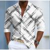 Men's Stripe Printed Long Sleeve Shirts Casual Cardigan New Button Holiday Fashion Shirts