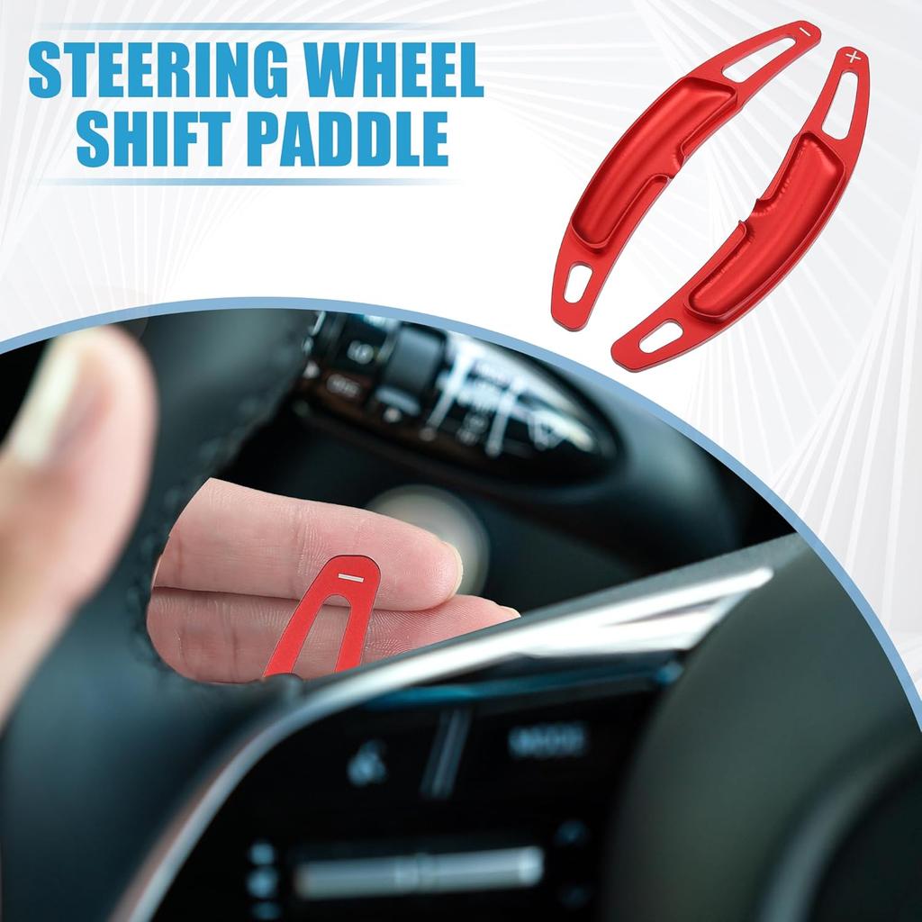 Steering Wheel Shift Paddle Cover Shifter Extension for Porsche Cayenne 2010-2021 Aluminum Alloy Red (Set of 2)