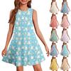 Girl Summer Dress Sleeveless Printed Color Casual Dress
