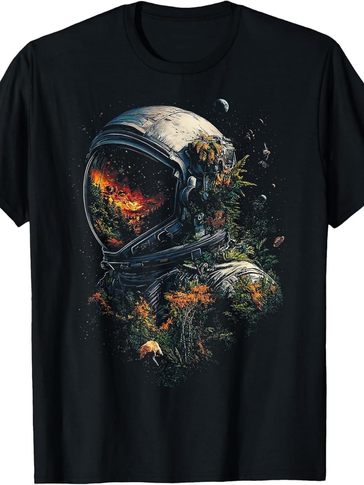 Astronaut Plants Nature Men Motif Illustration Art Astronaut T-Shirt | Same Styl M