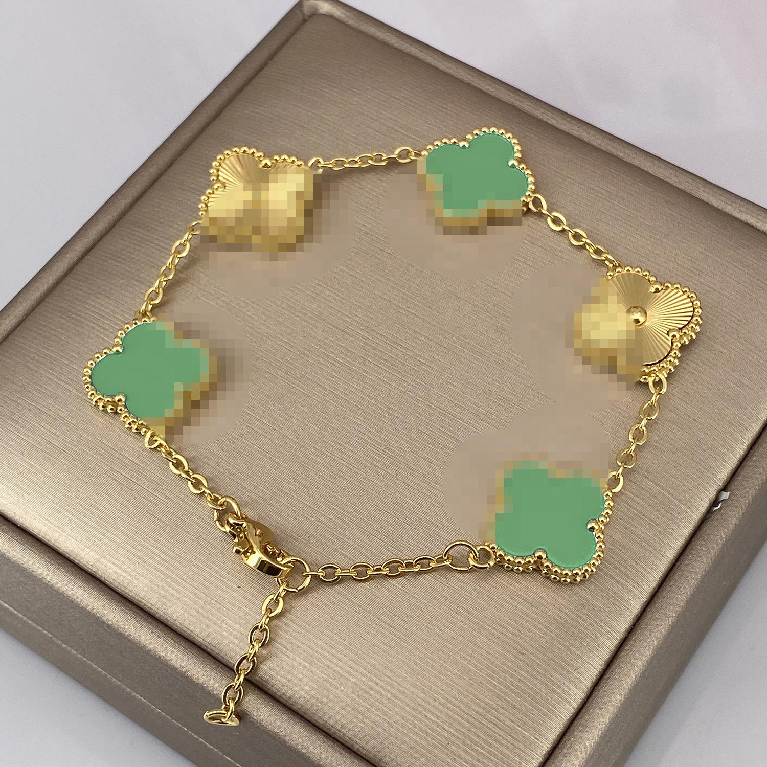 

Браслет 15 мм Пять цветов Лазерный браслет 18К Браслет Четырехлистный клевер Женский браслет