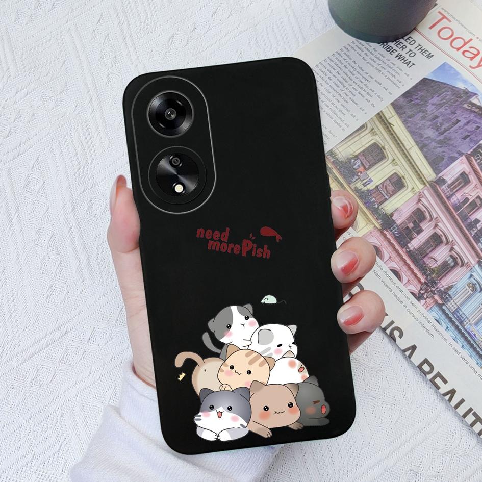 Candy Color Cute Cat Phone Cases For Oppo A7 A15 A55 A1K A35 A52 A1 A11 Liquid Silicone High Quality Anti Fall Protective Shell For Oppo Bumper Covers