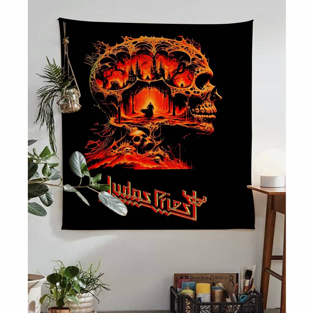 1PC JJudas Priest Heavy Metal Band Colorful Tapestry Wall Hanging Bohemian Wall Tapestries Mandala Wall Art Decor