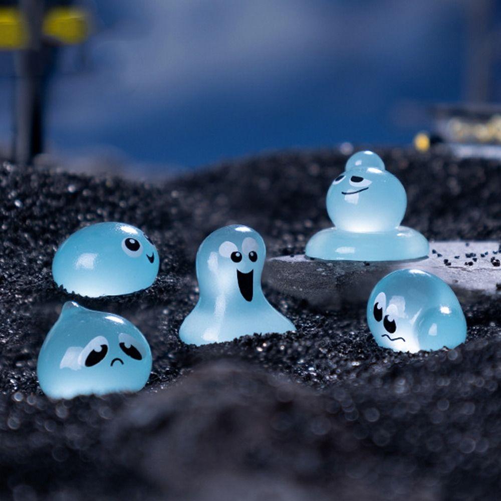 50pcs Cartoon Halloween Luminous Water Elf Figurine Waterdrop Statue Toy Micro Landscape Ornaments