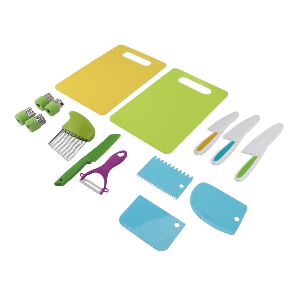 Kids Kitchen Knife Set Crinkle Cutter Peeler Slicers Sandwich Cutter Cutting Board Montessori Kitchen Tools for Real