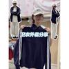Womens Oversized Cotton Hooded Stand Collar Track Jacket 2025 Casual Sporty Sweatshirt With 3-Stripe Design