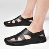 Handmade Leather Summer New Flats Business Sandals for Man Mens Hollow Out Casual Shoes Comfortable Breathable Slippers