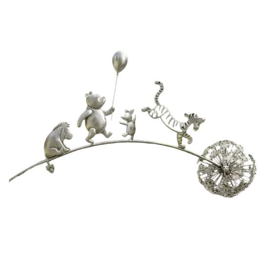 Gedenk-Gartenstecker Tierstecker, Rustikale Hofkunst-Dekorationen mit Löwenzahn-Akzent, Metall-Außen-Deko-Skulptur für Rasen Terrasse Blumenbeet
