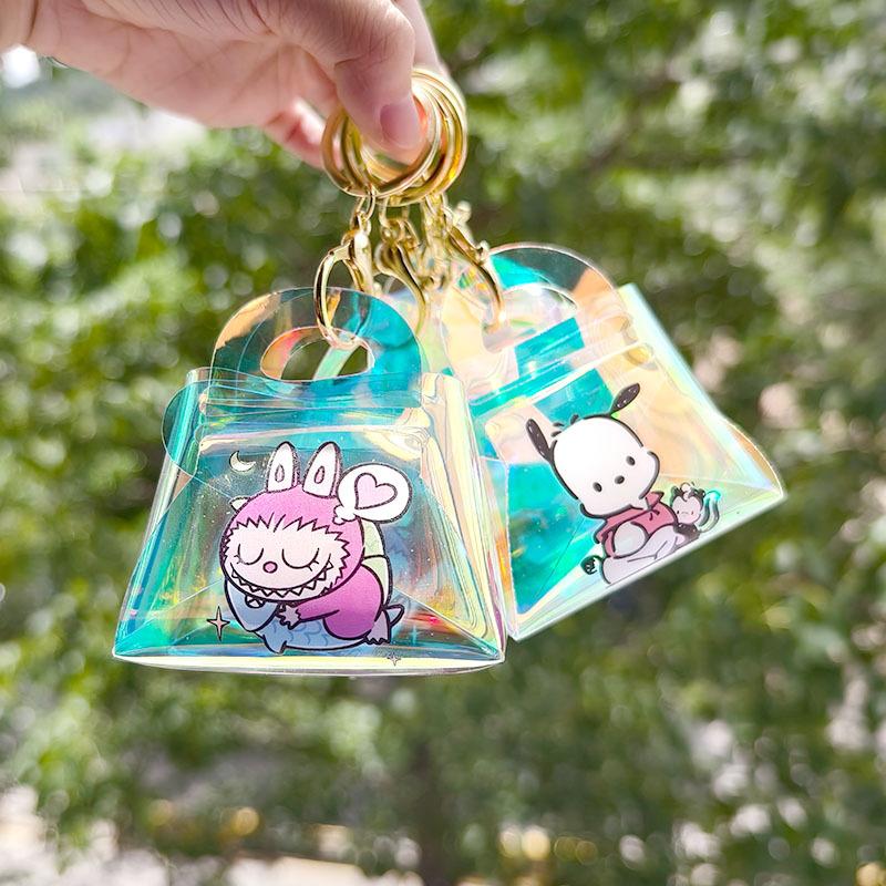 Labubu New Ins Girl Transparent Laser Change Bag Student Mini Coin Key Chain Bag