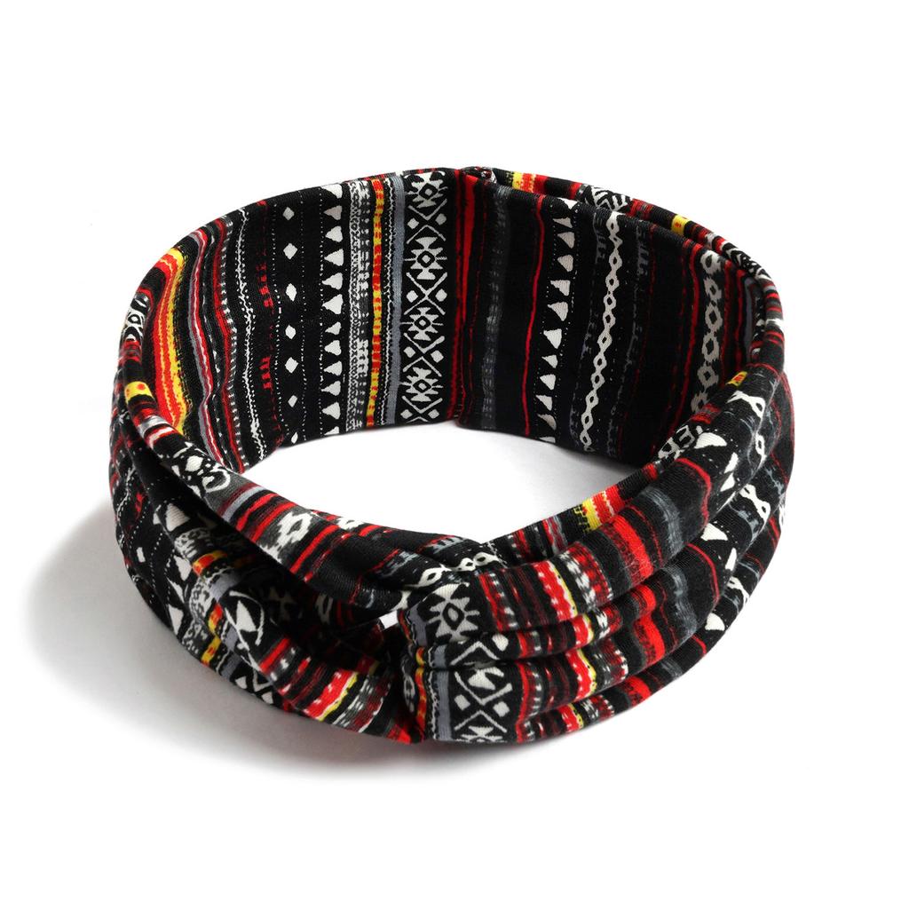 Bohemian Cross Knotted Headband Gypsy Yoga Sports Headband Wide Female Stretch Headband