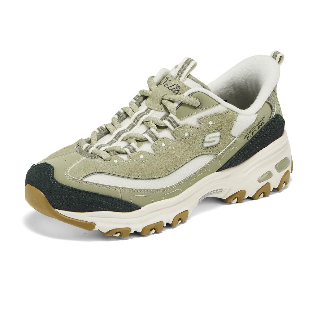 Skechers DLites Leather Color Block Comfortable Versatile Dad Shoes Women Sneakers 150558-SAGE