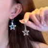 Fashion Copper Color Star Crystal Stud Earrings For Women Exquisite Tassel Ear Zircon Accessory Wholesale Gift