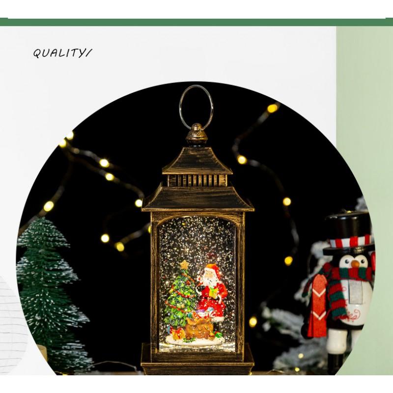 Christmas Decorative Lantern Candle Holder With Crystal Ball Snow Globe Music Box Gift Home Tree Decoration