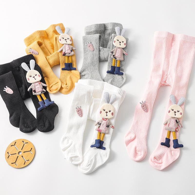 Girls' Thermal Leggings: 2020 New Style with Rabbit Design - Footed Baby and Toddler Tights for Spring and Autumn.