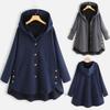 Frauen Plus Size Casual Button Taschen High Low Langarm Kapuzenmantel
