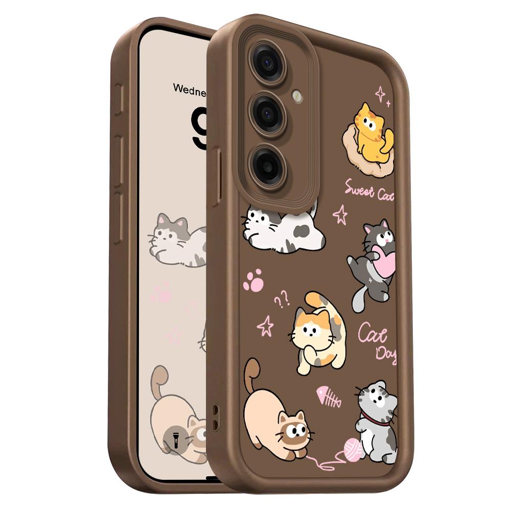 

Playing Cute Cat Phone Case For Samsung Galaxy A37 A17 A07 A56 A36 A26 A16 A06 A55 A35 A25 A15 A05 A05S 4G 5G Staircase Soft Cov Samsung A56