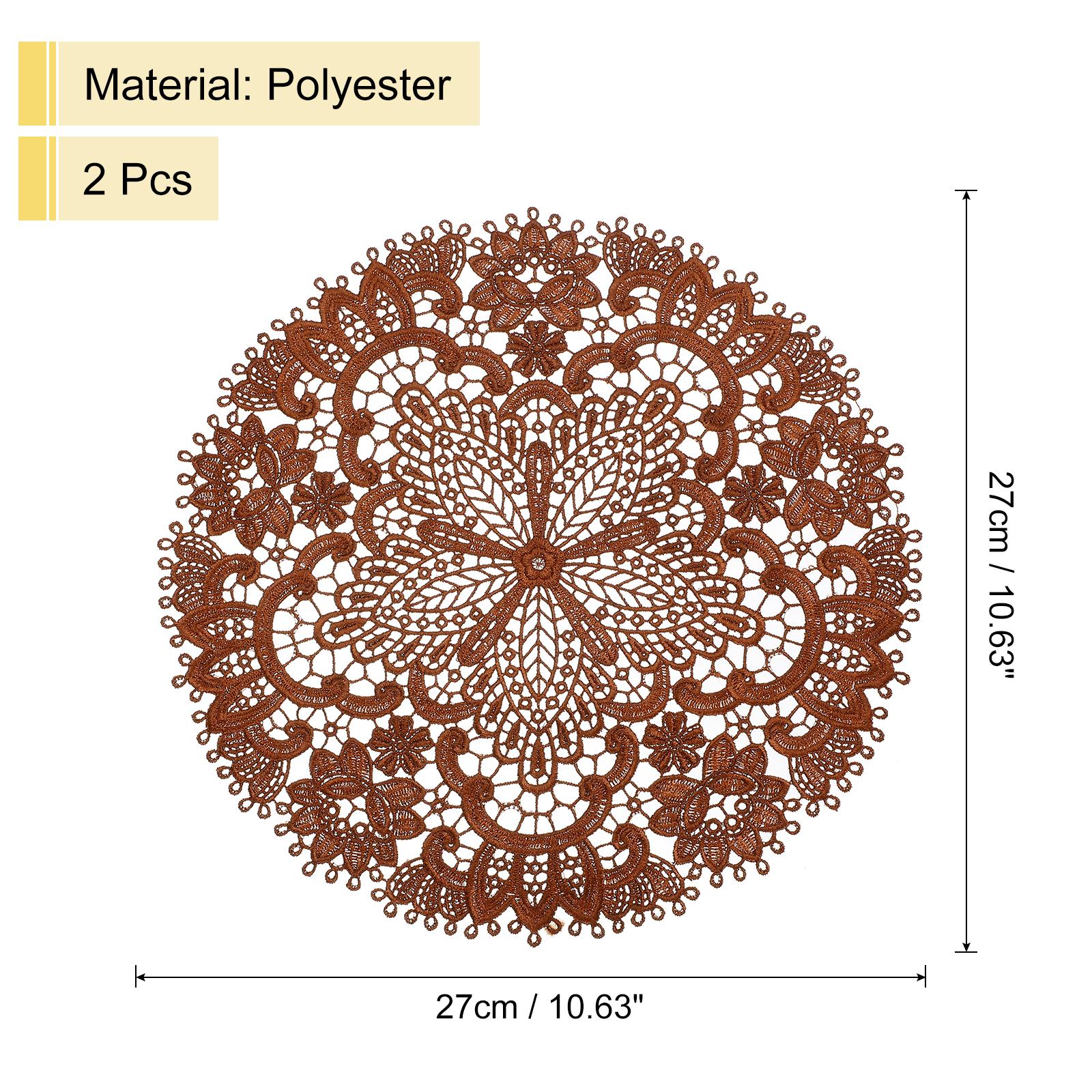 

2 шт. Ретро кружевные салфетки, круглые французские вязаные крючком салфетки, центральная подставка под вазу с цветком, подставка под горячее для обеденного стола, украшение для дома темный кофе