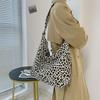 Leopard Print Diagonal Cross Large Capacity Single Shoulder Canvas Bag
