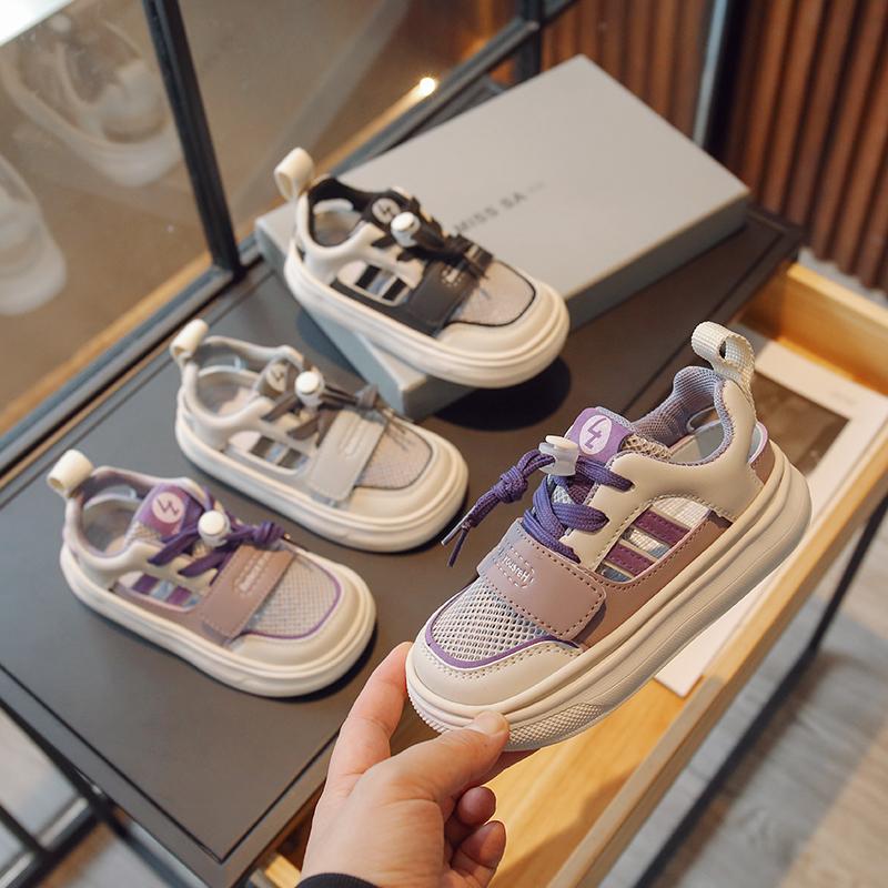 

Kids Casual Shoes Hollowed-out Mesh Breathable Boys Girls Sandals Non-slip Soft Sole 2025 Summer New Children Sports Sandals 26 фиолетовый