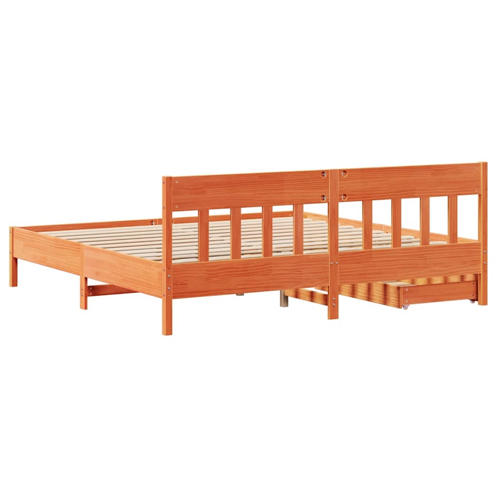 Solid Wood Bed Without Mattress Wax Brown 180x200 Cm Pine Wood