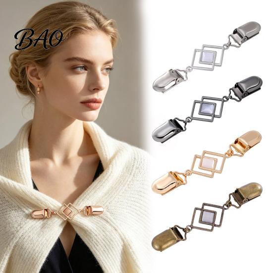 Elegant Cloak Clasps Geometric Rhombus Cardigan Sweater Clip, Retro Clothing Clip with Faux Zinc Alloy Decorative Fasteners Cats Eye Stone,