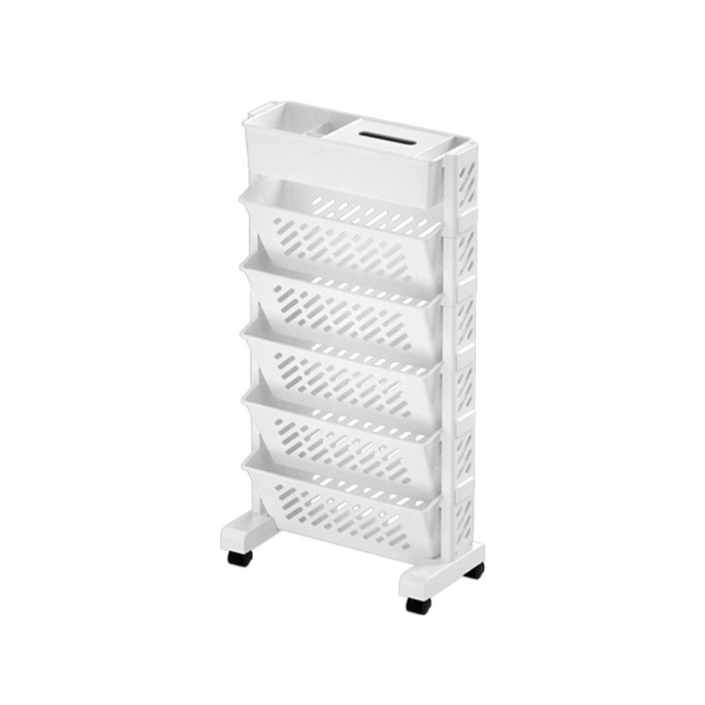 5/6 Layers Storage Rack Movable Rolling Cart Storage Shelf Multi-Layer Bookshelf Bookstore