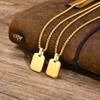 Engrave Square Necklace Personalized Tag ID Pendant, Stainless Steel Gold Plated Jewelry for Women Men Girl Christmas Birthday