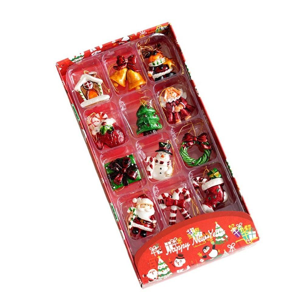 Santa Motif Xmas Ornaments Resin Tree Hanging Decor Cute Resin Charms  Home Decor
