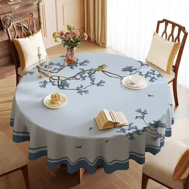 Кругла Скатертина Водонепроникна, Маслостійка Та Прасувальна Скатертина Готельна Кругла Підкладка для Столу Покривна Тканина ПВХ Кругла Скатертина Скатертина Менцю