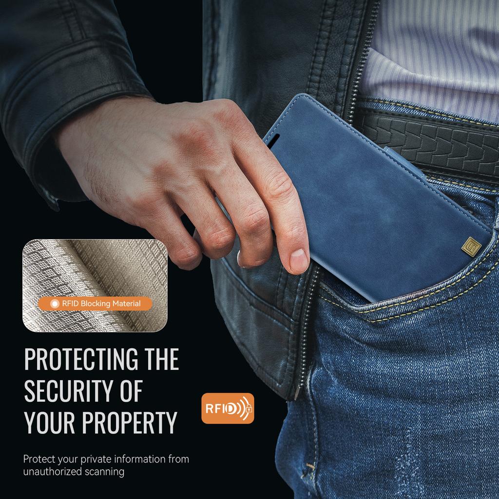 RFID Blocking Flip Wallet Case for Samsung S25 Edge/S25 Ultra/S24 - Premium PU Leather Protective Cover