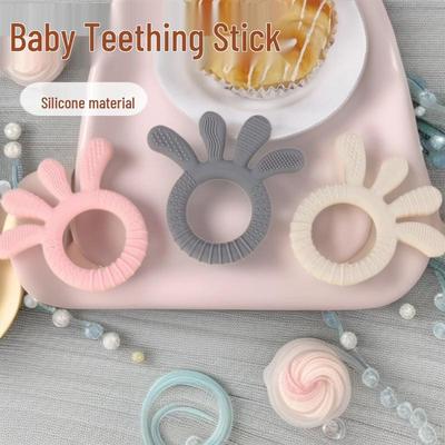Silicone Baby Teether: Anti-Sucking Finger Molar Stick, Four-Fingerprint Design