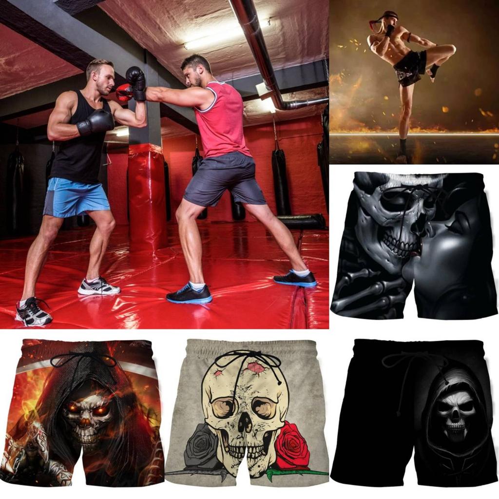 Skeleton Dark Skull Ghost Horror Boxing Shorts Pants 3D Print Fighting Training Unisex Men Women Quick Dry Fitness Gym Sport Workout Casual Streetwear