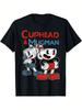 Чорна класична футболка Cuphead & Mugman - Доросла з круглим вирізом, коротким рукавом