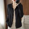 Women's Wool Cardigan with POLO Collar - Long Sleeve Sweater for Spring & Autumn