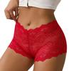 Women's Plus Size Sheer Underwear Invisible Seamless Hipster Lace Boyshorts Panties Sexy High Waisted