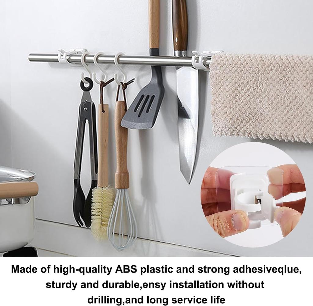 1PC Self-Adhesive Curtain Hooks No Drill Curtain Rod Brackets Stick On Curtain Rail & Pole Brackets Easy Install Adhesive Holder