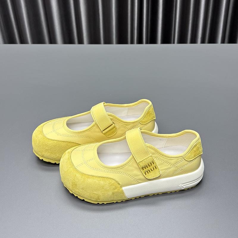 

Shallow mouth Mary Jane single shoes women s summer 2025 new round head thick sole cloth surface Velcro casual Forrest Gump shoes women 40 жёлтый