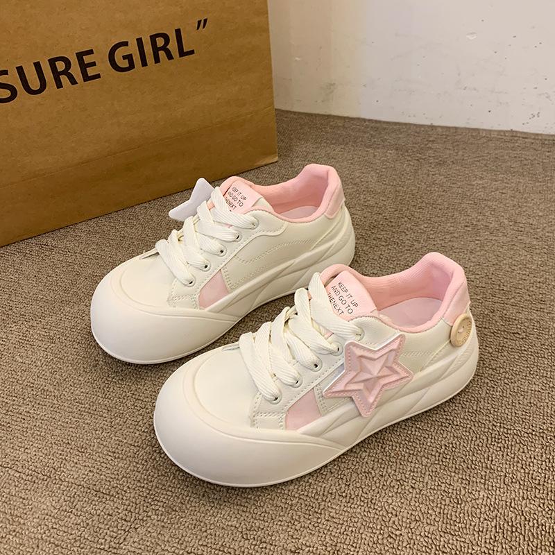 

New niche original board shoes women s new spring autumn and winter platform white shoes versatile casual bread shoes 40 розовый