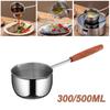 Wooden Handle Milk Pan Long-handled Oil Splashing Gadget  for Preventing Hot Oil From Scorching