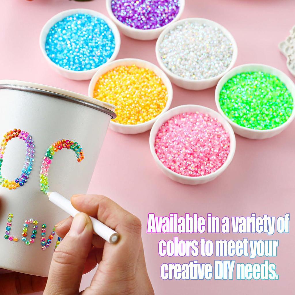 15-Grid Mixed Color 3mm Flat-bottom Resin Rhinestones DIY Nail Art Set