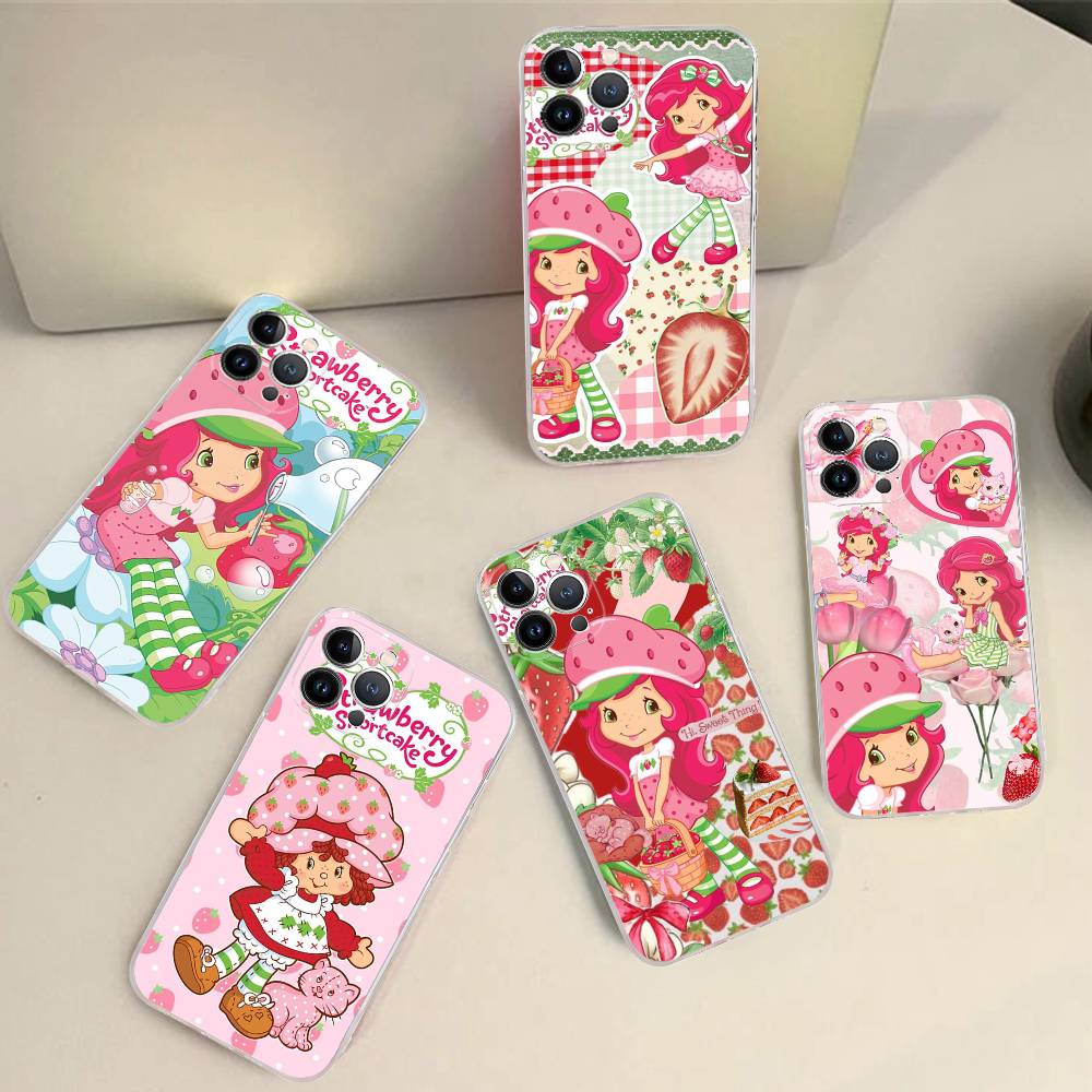 S-Strawberry-shortcake Girl Phone Case For IPhone 11 12 13 14 15 16 17 Pro Max Plus Transparent Back Cover